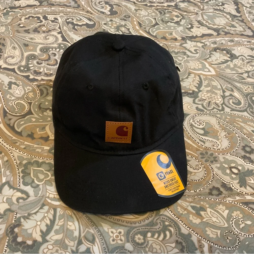NWT Carhartt Canvas Mesh Leather Logo Back Quality Graphic Hat.